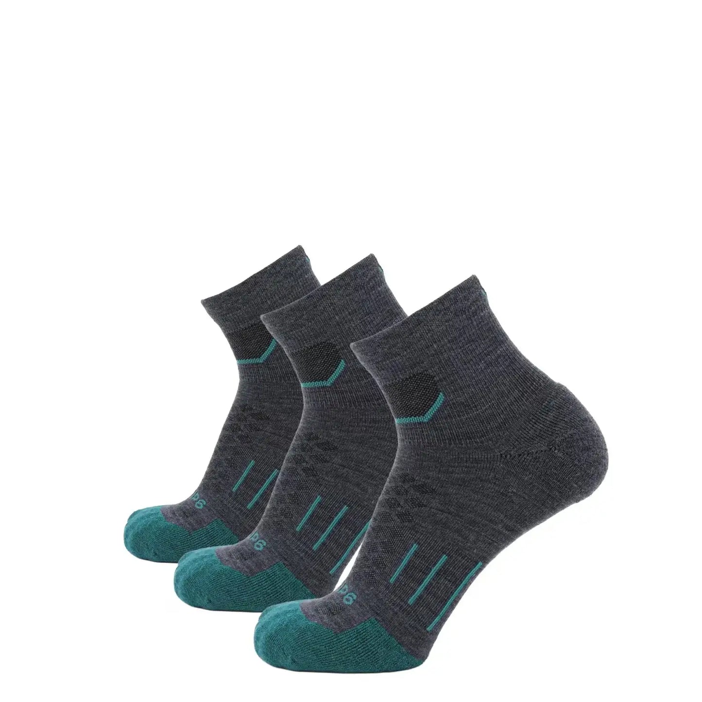 3 Pack Wave - Run 1/4 Crew Runweight Merino Wool Sock - GRIP6 - Flyclothing LLC