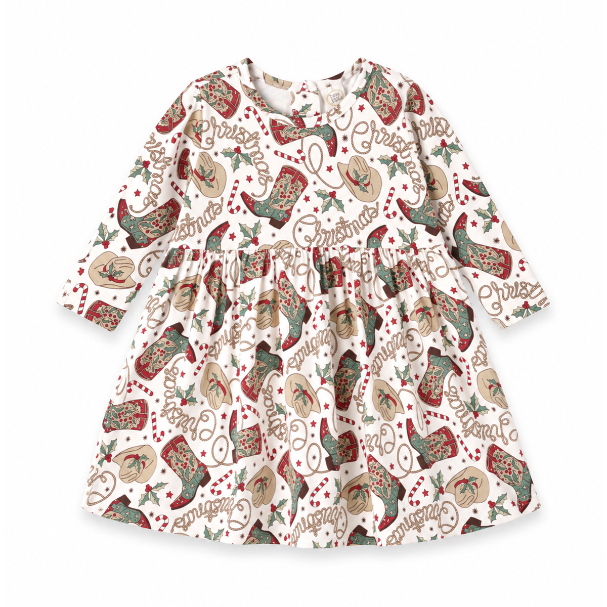 Western Christmas Girls Dress – Soft Bamboo Holiday Style - Tesa Babe - Flyclothing LLC