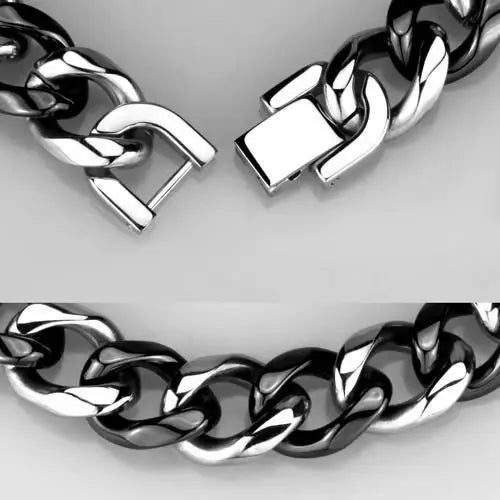 3W1000 - High polished (no plating) Stainless Steel Bracelet with Ceramic in Jet - Alamode - Flyclothing LLC