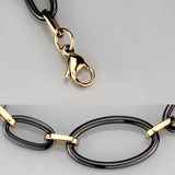 3W1005 - IP Rose Gold(Ion Plating) Stainless Steel Bracelet with Ceramic in Jet - Alamode - Flyclothing LLC
