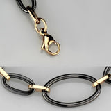 3W1005 - IP Rose Gold(Ion Plating) Stainless Steel Bracelet with Ceramic  in Jet - Alamode