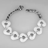 3W1006 - High polished (no plating) Stainless Steel Bracelet with Ceramic in White - Alamode - Flyclothing LLC