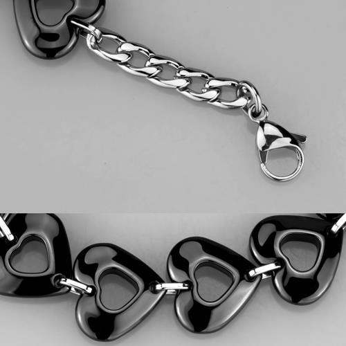 3W1007 - High polished (no plating) Stainless Steel Bracelet with Ceramic in Jet - Alamode - Flyclothing LLC