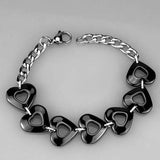 3W1007 - High polished (no plating) Stainless Steel Bracelet with Ceramic in Jet - Alamode - Flyclothing LLC