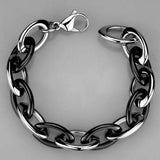 3W1009 - High polished (no plating) Stainless Steel Bracelet with Ceramic in Jet - Alamode - Flyclothing LLC