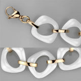 3W1010 - IP Rose Gold(Ion Plating) Stainless Steel Bracelet with Ceramic in White - Alamode - Flyclothing LLC