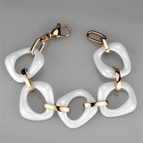 3W1010 - IP Rose Gold(Ion Plating) Stainless Steel Bracelet with Ceramic  in White - Alamode