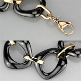 3W1011 - IP Rose Gold(Ion Plating) Stainless Steel Bracelet with Ceramic in Jet - Alamode - Flyclothing LLC