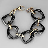 3W1011 - IP Rose Gold(Ion Plating) Stainless Steel Bracelet with Ceramic in Jet - Alamode - Flyclothing LLC