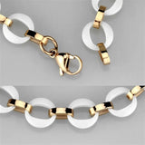 3W1015 - IP Rose Gold(Ion Plating) Stainless Steel Bracelet with Ceramic in White - Alamode - Flyclothing LLC