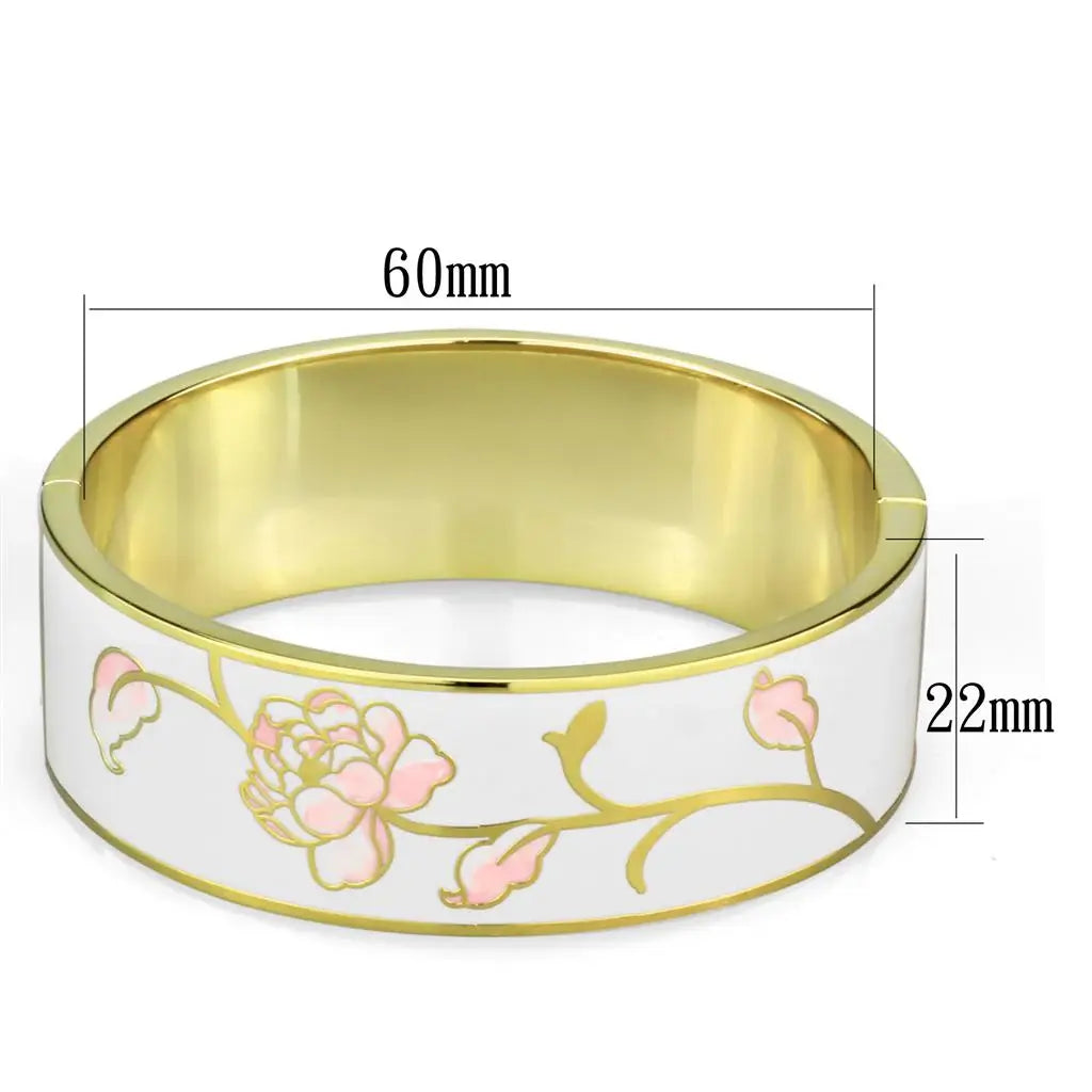 3W1017 - Gold White Metal Bangle with Epoxy in White - Alamode - Flyclothing LLC
