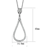 3W1019 - Rhodium Brass Chain Pendant with AAA Grade CZ  in Clear