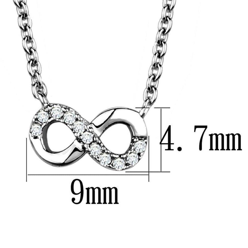 3W1022 - Rhodium Brass Chain Pendant with AAA Grade CZ in Clear - Alamode - Flyclothing LLC