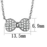 3W1024 - Rhodium Brass Chain Pendant with AAA Grade CZ in Clear - Alamode - Flyclothing LLC