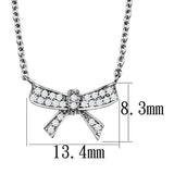 3W1028 - Rhodium Brass Chain Pendant with AAA Grade CZ  in Clear - Alamode