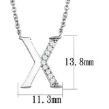 3W1030 - Rhodium Brass Chain Pendant with AAA Grade CZ in Clear - Alamode - Flyclothing LLC