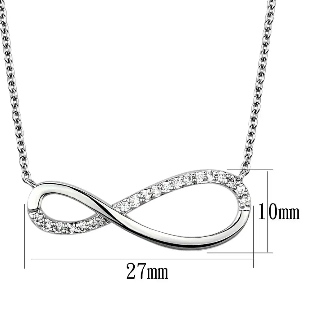 3W1033 - Rhodium Brass Chain Pendant with AAA Grade CZ in Clear - Alamode - Flyclothing LLC