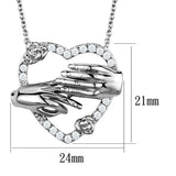 3W1034 - Rhodium Brass Chain Pendant with AAA Grade CZ in Clear - Alamode - Flyclothing LLC