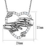 3W1034 - Rhodium Brass Chain Pendant with AAA Grade CZ  in Clear - Alamode
