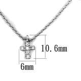3W1037 - Rhodium Brass Chain Pendant with AAA Grade CZ  in Clear - Alamode