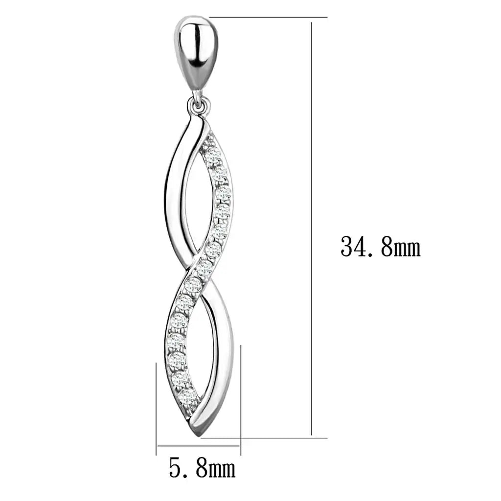 3W1045 - Rhodium Brass Earrings with AAA Grade CZ in Clear - Alamode - Flyclothing LLC