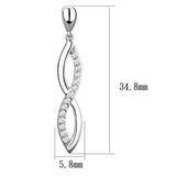 3W1045 - Rhodium Brass Earrings with AAA Grade CZ  in Clear - Alamode
