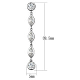 3W1049 - Rhodium Brass Earrings with AAA Grade CZ  in Clear - Alamode