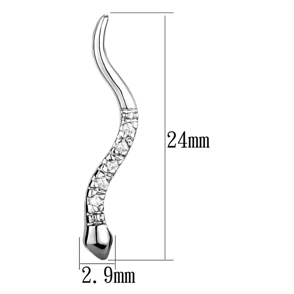 3W1051 - Rhodium Brass Earrings with AAA Grade CZ in Clear - Alamode - Flyclothing LLC