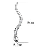 3W1051 - Rhodium Brass Earrings with AAA Grade CZ in Clear - Alamode - Flyclothing LLC
