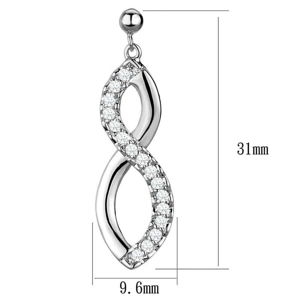 3W1055 - Rhodium Brass Earrings with AAA Grade CZ in Clear - Alamode - Flyclothing LLC