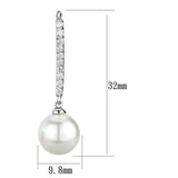 3W1059 - Rhodium Brass Earrings with Synthetic Pearl in White