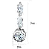 3W1060 - Rhodium Brass Earrings with AAA Grade CZ in Clear - Alamode - Flyclothing LLC