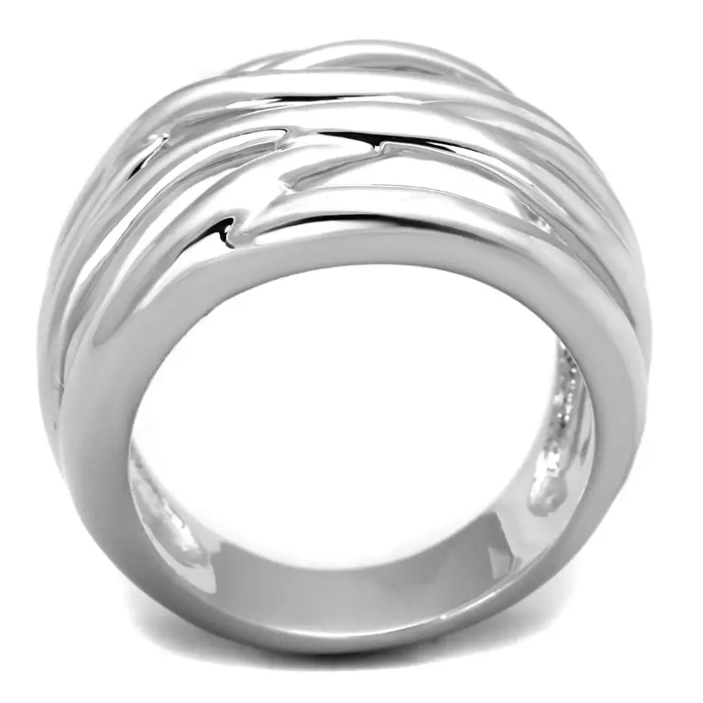 3W1067 - Rhodium Brass Ring with No Stone - Alamode - Flyclothing LLC