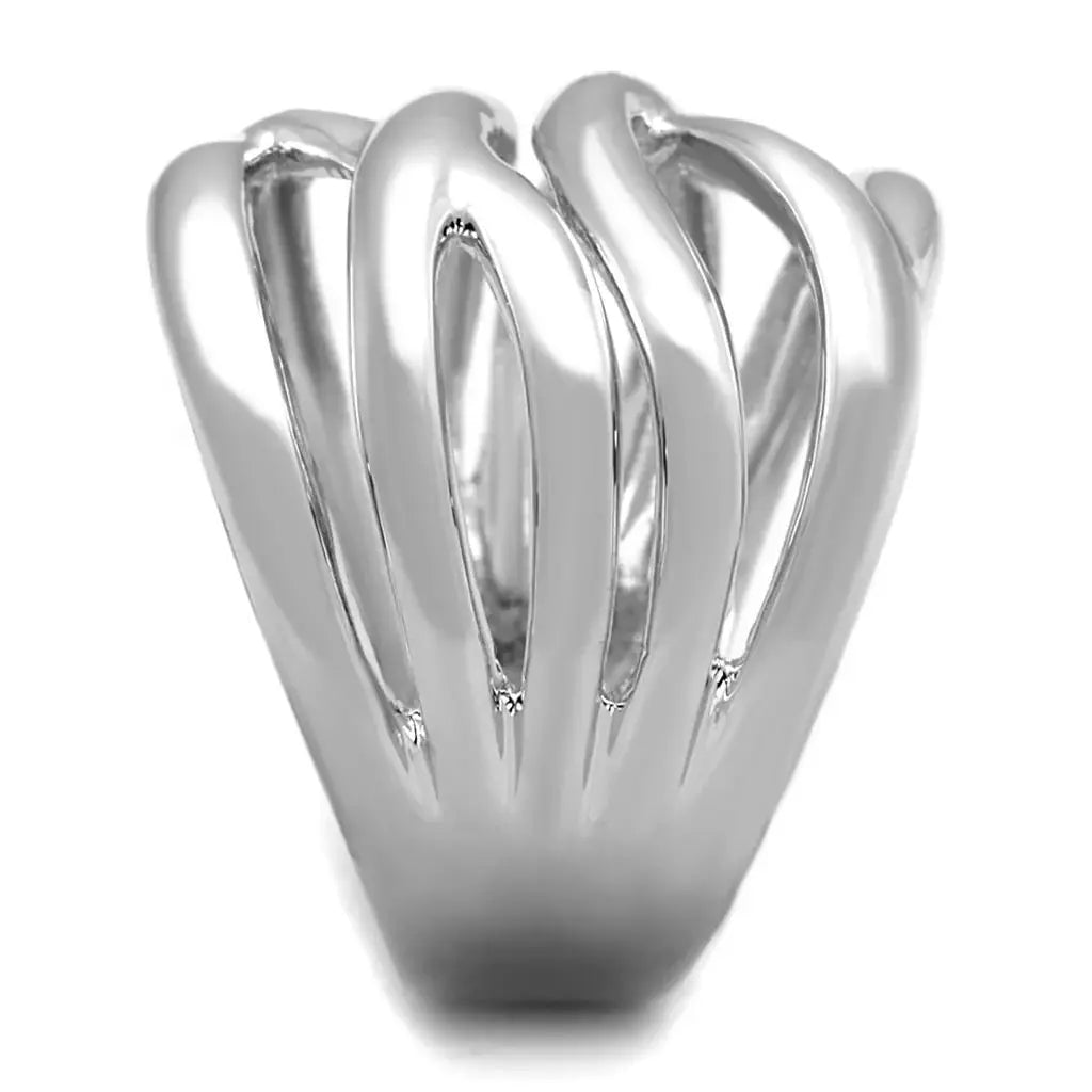 3W1067 - Rhodium Brass Ring with No Stone - Alamode - Flyclothing LLC