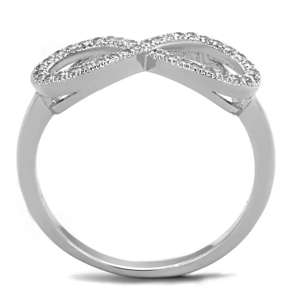 3W1068 - Rhodium Brass Ring with AAA Grade CZ in Clear - Alamode - Flyclothing LLC