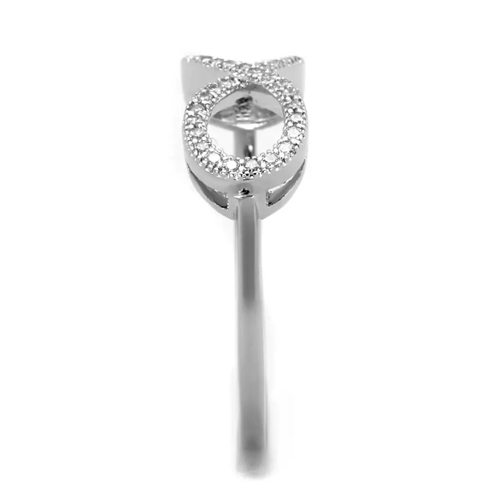3W1068 - Rhodium Brass Ring with AAA Grade CZ in Clear - Alamode - Flyclothing LLC