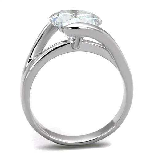 3W1072 - Rhodium Brass Ring with AAA Grade CZ in Clear - Alamode - Flyclothing LLC