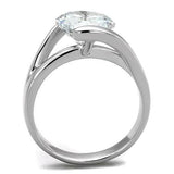 3W1072 - Rhodium Brass Ring with AAA Grade CZ  in Clear - Alamode