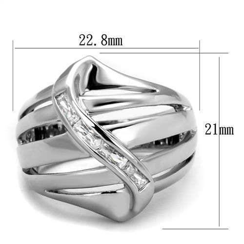 3W1077 - Rhodium Brass Ring with AAA Grade CZ in Clear - Alamode - Flyclothing LLC