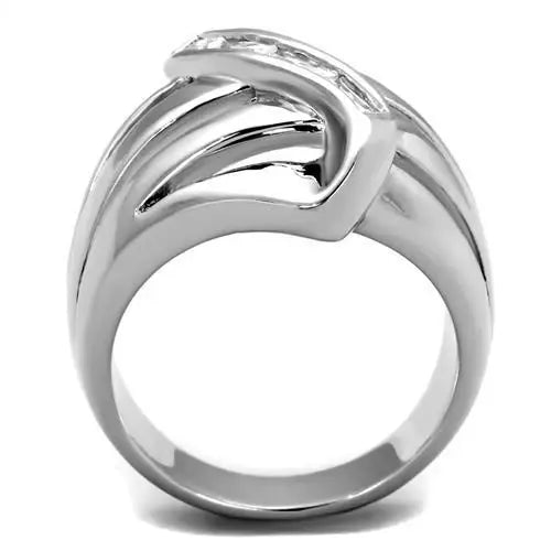 3W1077 - Rhodium Brass Ring with AAA Grade CZ in Clear - Alamode - Flyclothing LLC