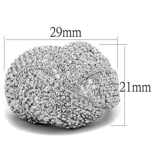 3W1078 - Rhodium Brass Ring with AAA Grade CZ in Clear - Alamode - Flyclothing LLC