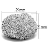 3W1078 - Rhodium Brass Ring with AAA Grade CZ  in Clear - Alamode
