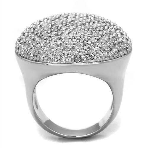3W1079 - Rhodium Brass Ring with AAA Grade CZ in Clear - Alamode - Flyclothing LLC