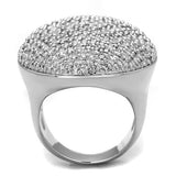 3W1079 - Rhodium Brass Ring with AAA Grade CZ  in Clear - Alamode