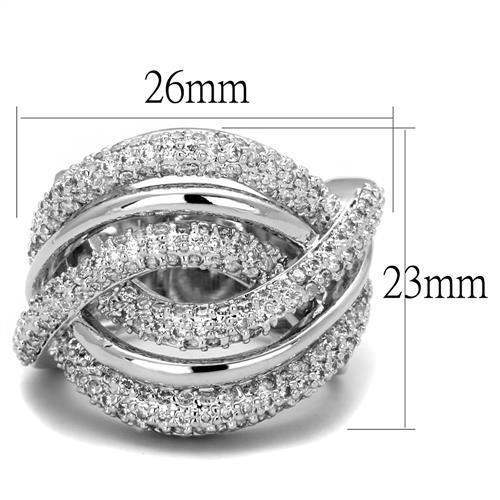 3W1081 - Rhodium Brass Ring with AAA Grade CZ in Clear - Alamode - Flyclothing LLC