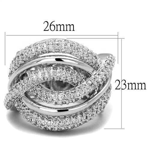 3W1081 - Rhodium Brass Ring with AAA Grade CZ in Clear - Alamode - Flyclothing LLC
