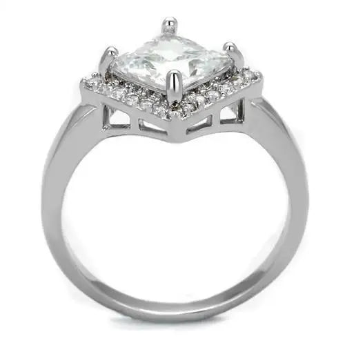 3W1083 - Rhodium Brass Ring with AAA Grade CZ in Clear - Alamode - Flyclothing LLC
