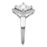3W1083 - Rhodium Brass Ring with AAA Grade CZ in Clear - Alamode - Flyclothing LLC
