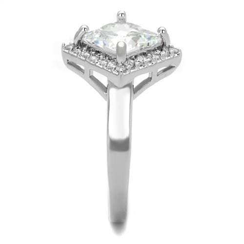 3W1083 - Rhodium Brass Ring with AAA Grade CZ in Clear - Alamode - Flyclothing LLC