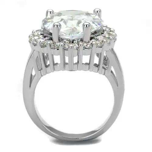 3W1084 - Rhodium Brass Ring with AAA Grade CZ in Clear - Alamode - Flyclothing LLC